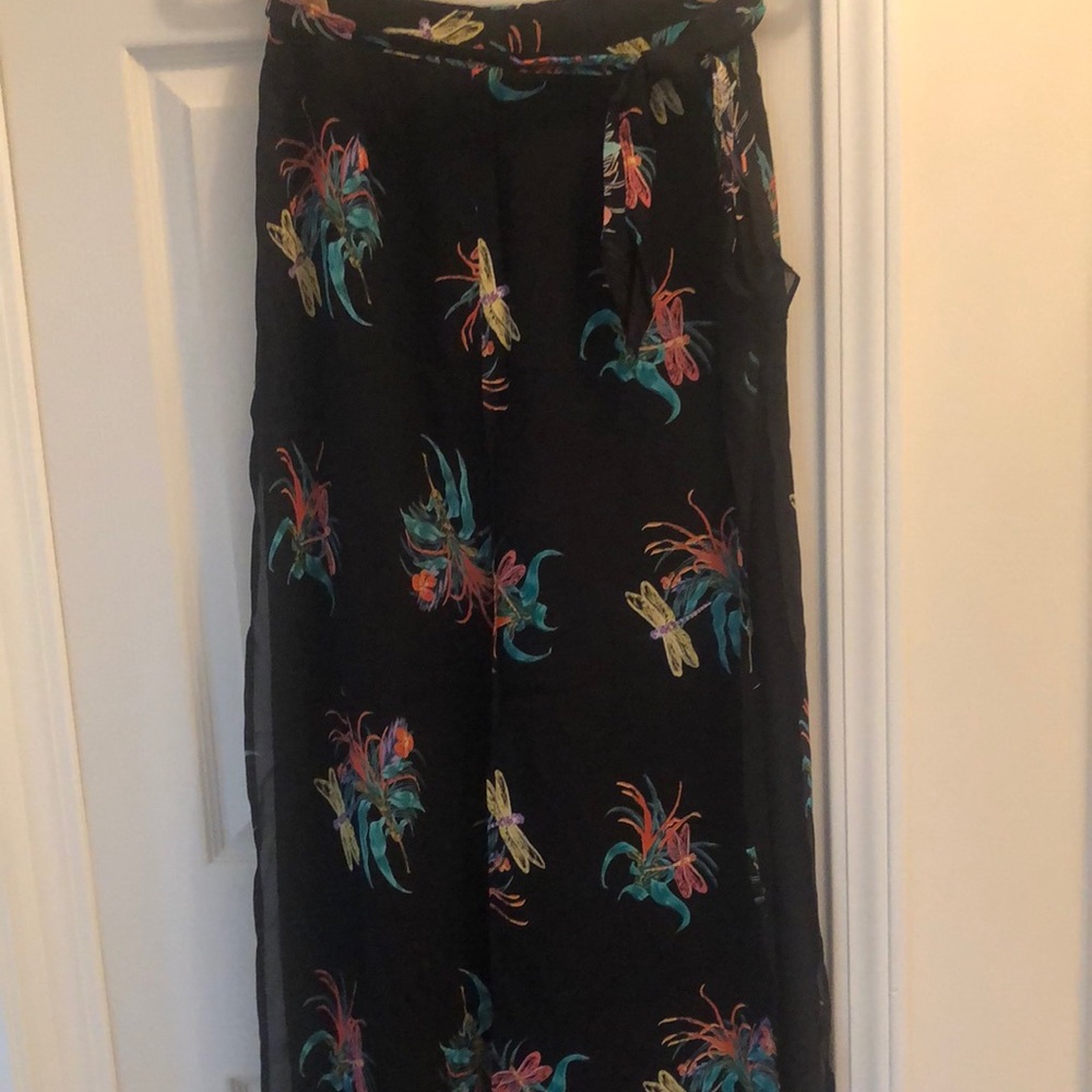 Dressy layered pants Black yellow orange green size 8